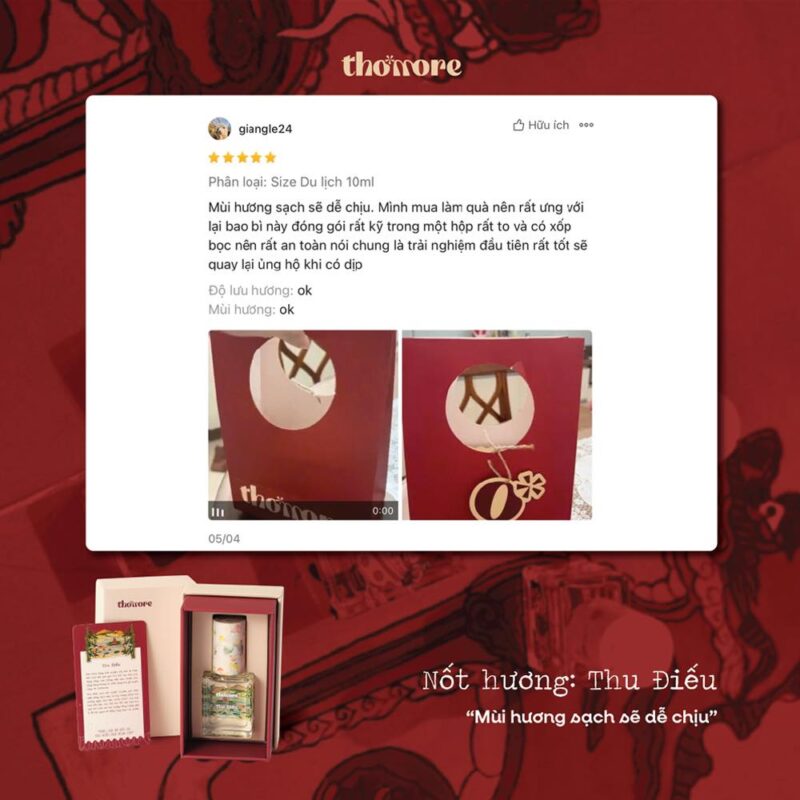 "MÙI HƯƠNG SẠCH SẼ DỄ CHỊU GHÊ!" - THU ĐIẾU ĐÍCH THỊ LÀ HƯƠNG THƠM DÀNH CHO MÙA HÈ 8 Nước hoa Thomore “Mùi hương sạch sẽ dễ chịu ghê!”. Thu Điếu đích thị là một hương thơm dành cho mùa hè