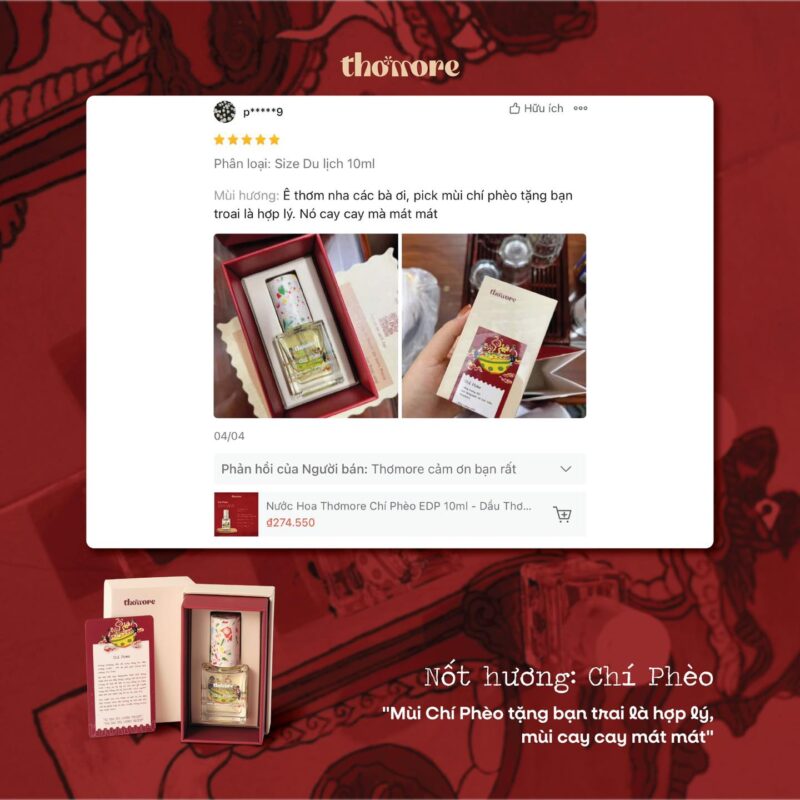 "Ê THƠM NHA CÁC BÀ ƠI!" - MỘT FEEDBACK DỄ THƯƠNG TỪ BẠN NỮ CHỌN CHÍ PHÈO 9 nước hoa thomore “Ê thơm nha các bà ơi!”— một feedback dễ thương từ bạn nữ chọn Chí Phèo tặng bạn trai