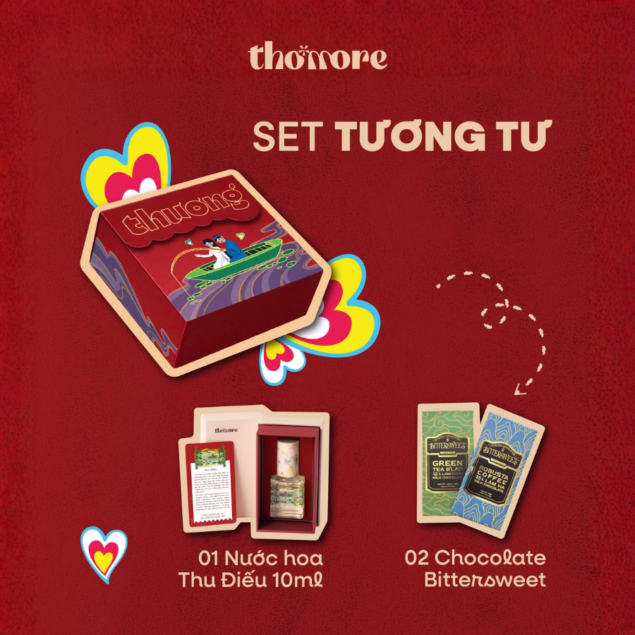 Alternative view of Quà Tặng Valentine Bạn Gái Người Yêu - Set Tương tư Thơmore x Bittersweet - Nước hoa & Chocolate Thủ Công