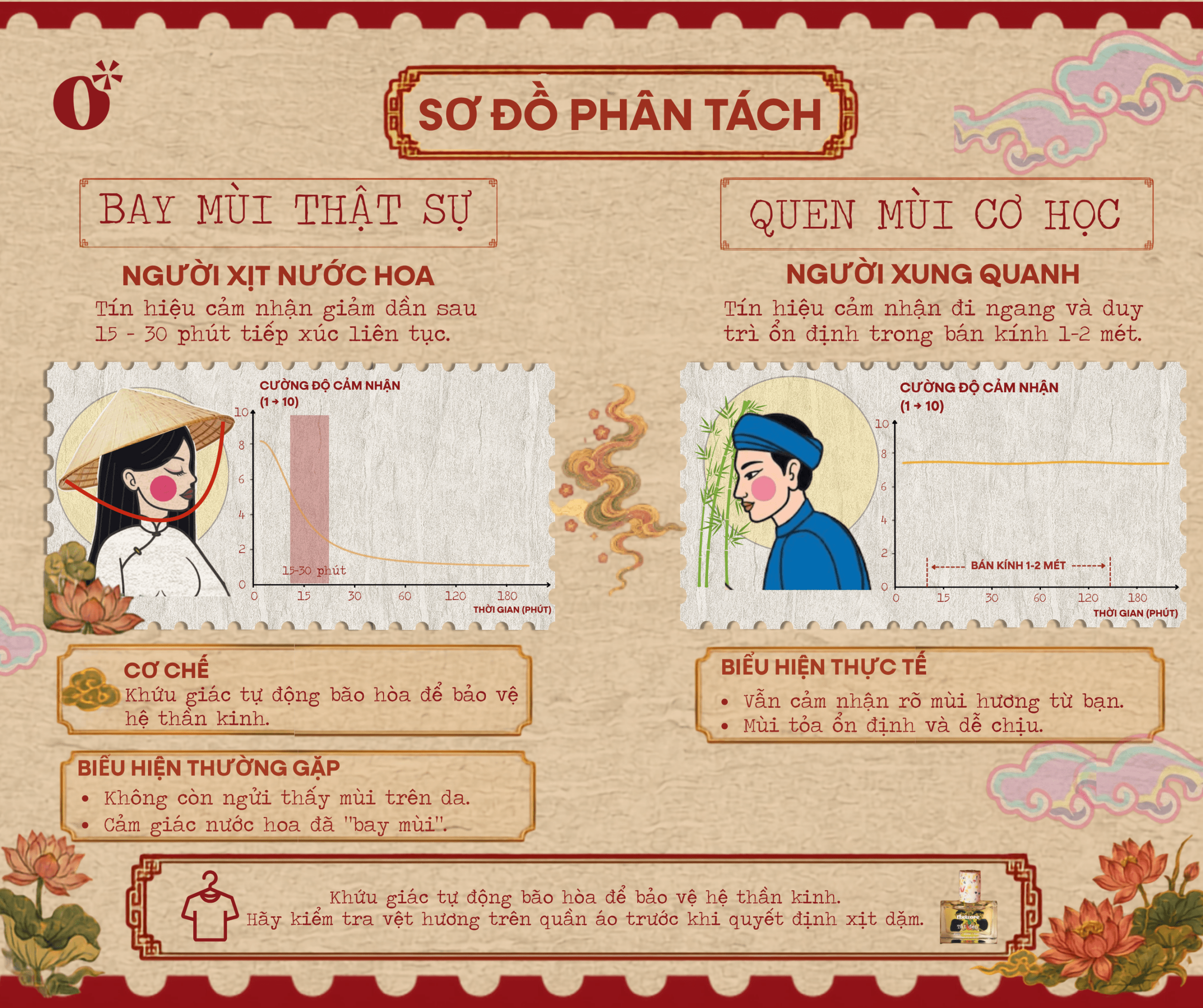 CÁCH XỊT NƯỚC HOA THƠM LÂU: 7 NGUYÊN TẮC THỰC TẾ TỪ CHUYÊN GIA 4 Sơ Đồ Phân Tách Bay Mùi Thật Sự vs Quen Mùi Cơ Học